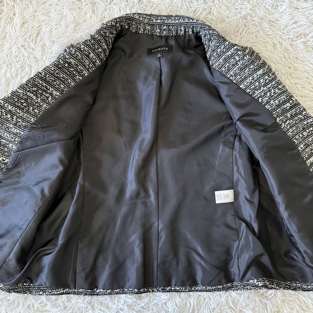 Talbots Classic Black and White Tweed Blazer Size 8 - Picture 6 of 8